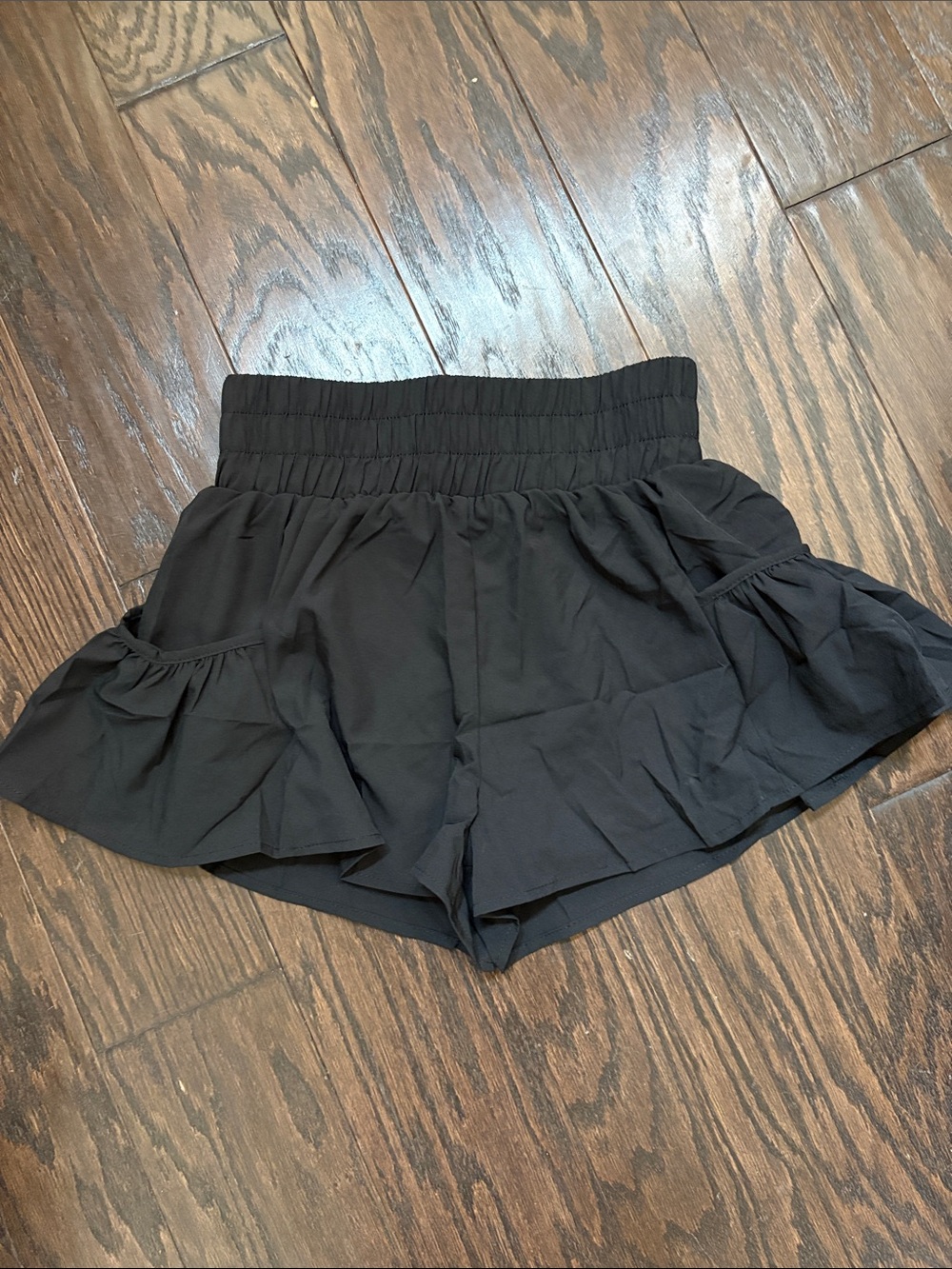 Women's Black Ruffle Waistband Shorts